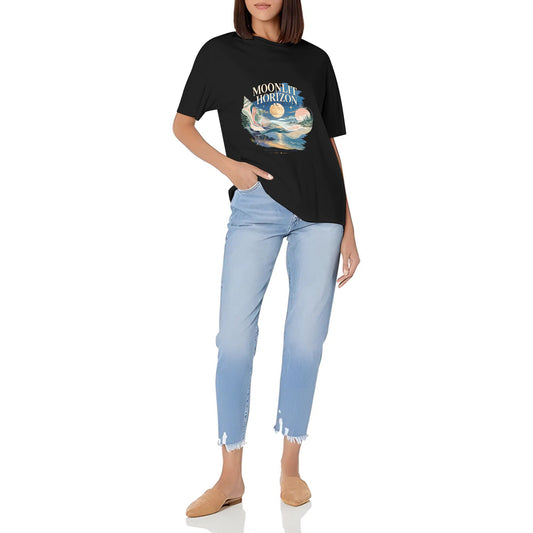 Women's Casual Crew Neck Short Sleeve T-Shirt Abstract Orange Blue Color Graphic Print Graphic Cotton Tee for Everyday Outfits Vintage Look product image 2