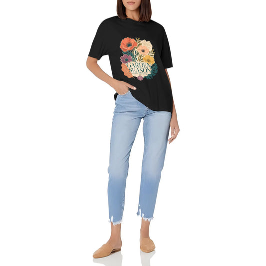 Women's Short Sleeve Graphic Crew Neck Casual Shirt Abstract Orange Teal Color Graphic Print Printed Casual Cotton T-Shirt product image 2
