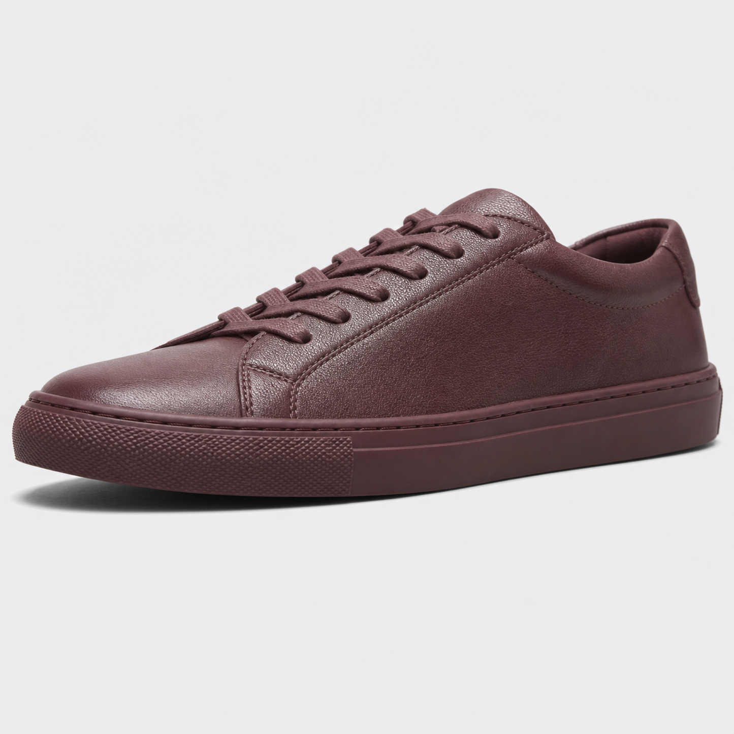 Bordeaux classic leather low-top sneaker leather and construction detail