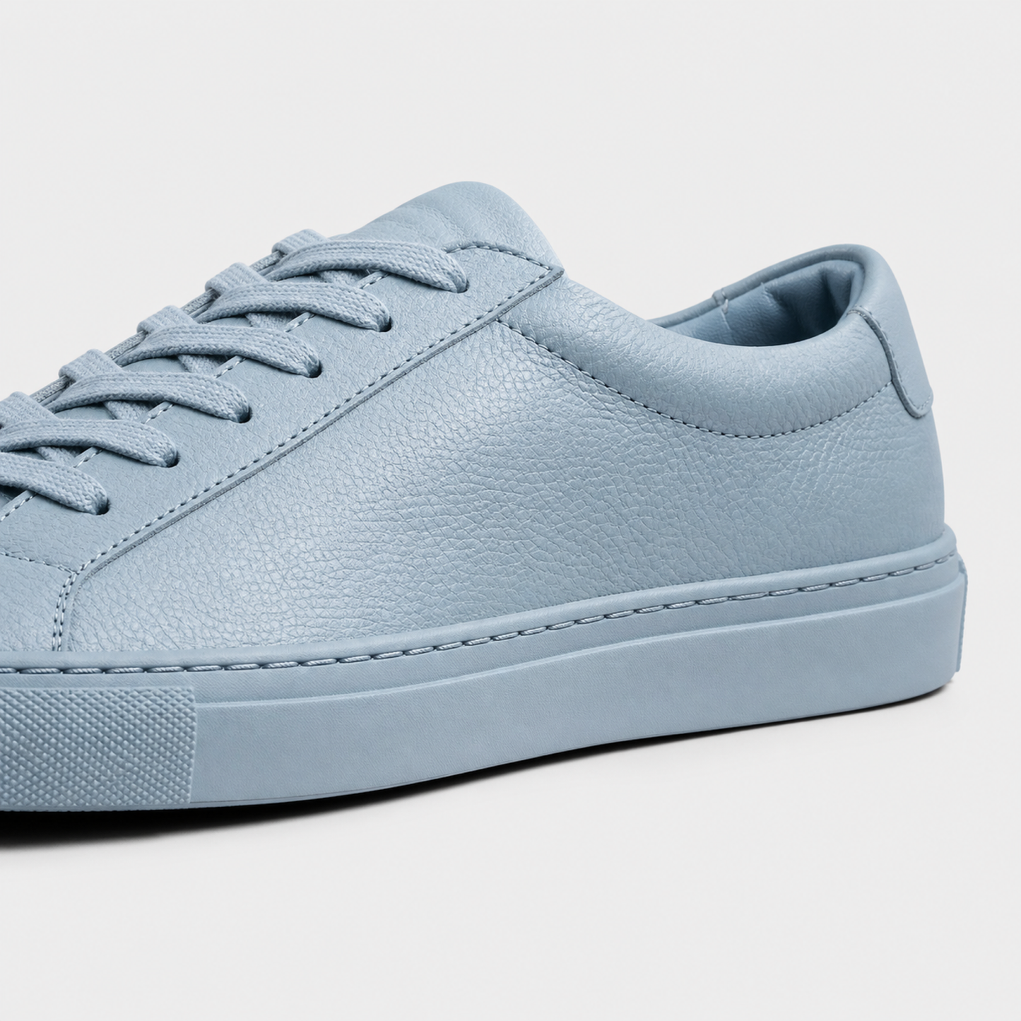 Powder Blue classic leather low-top sneaker leather and construction detail