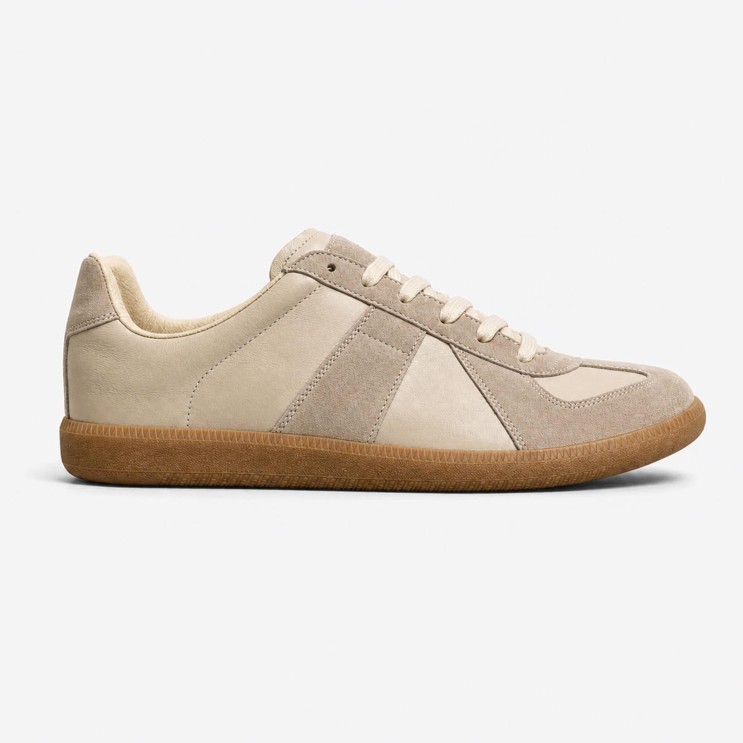 Apricot Gum GAT leather and suede low-top trainer side view