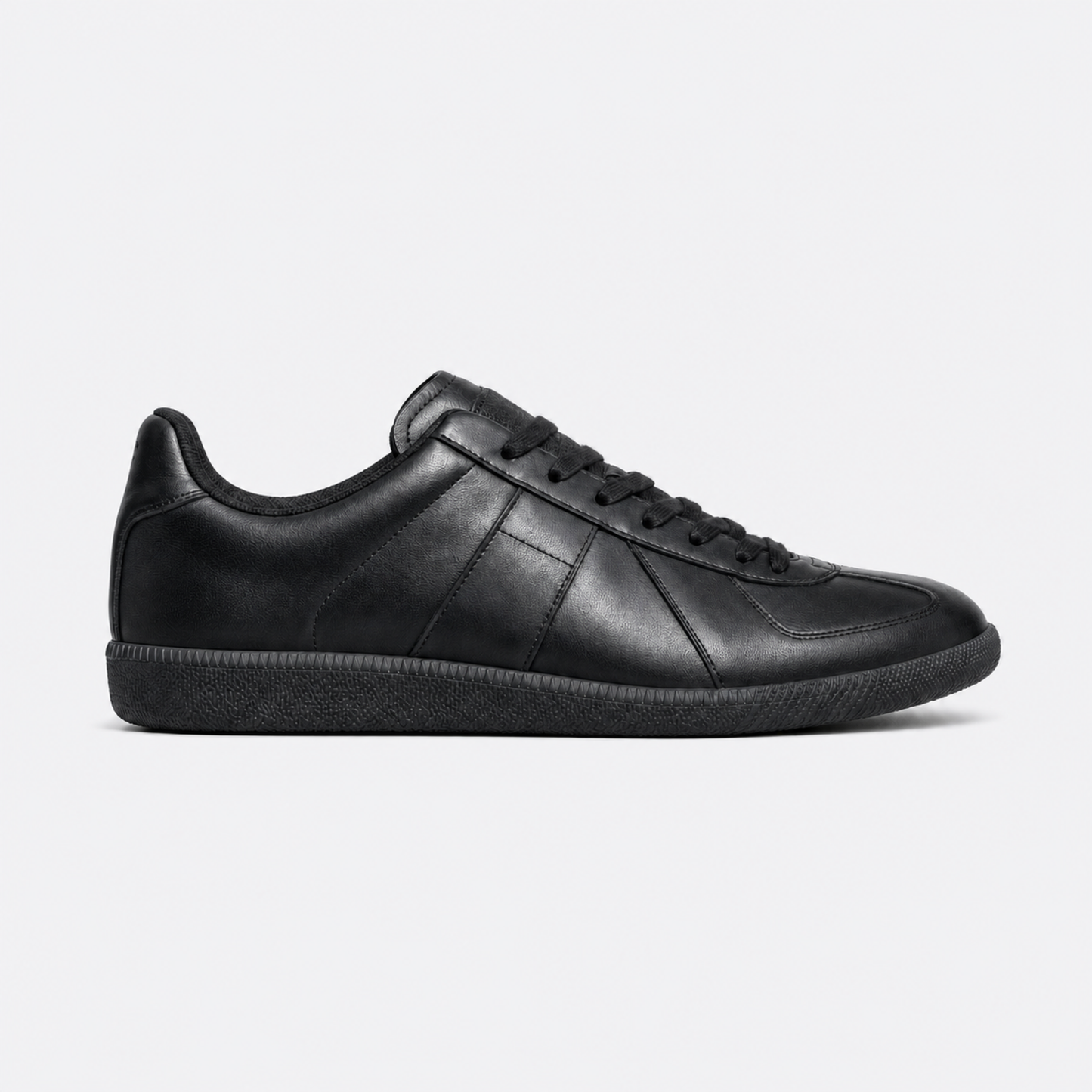 Triple Black Leather GAT leather and suede low-top trainer side view