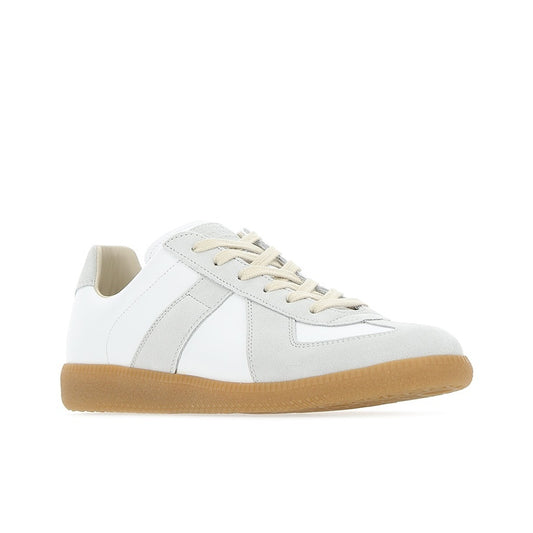 Maison Margiela Men's White Leather & Beige Suede Sneakers
