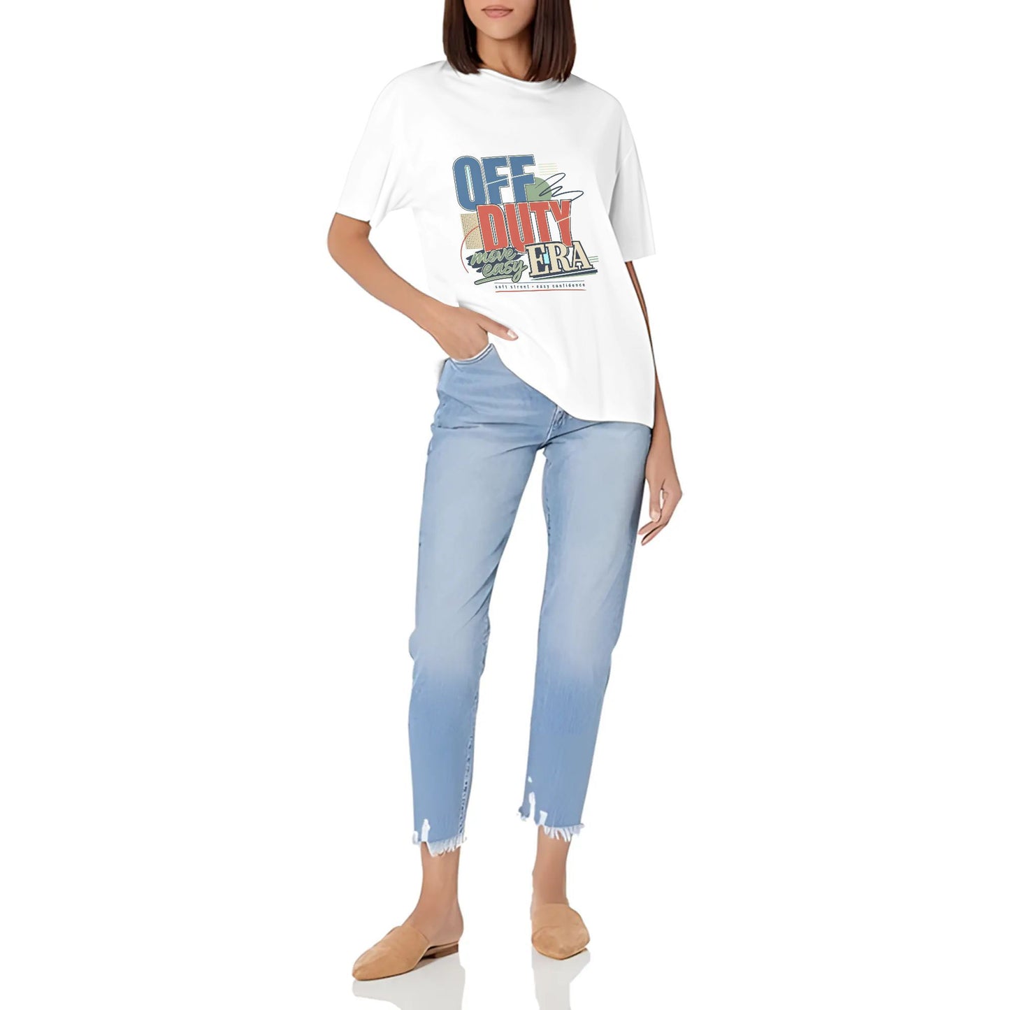 Women's Short Sleeve Graphic Crew Neck Casual Shirt Abstract Red Blue Color Graphic Print Printed Casual Cotton T-Shirt Colorful Art Top product image 7