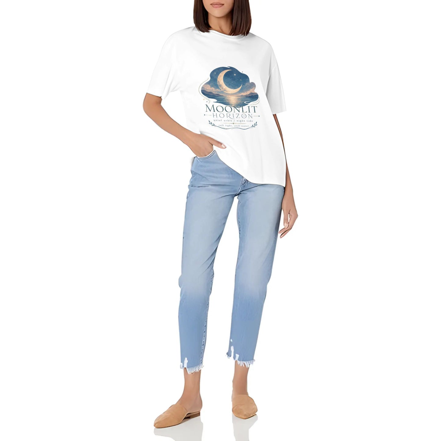 Women's Short Sleeve Graphic Crew Neck Casual Shirt Abstract Orange Blue Color Graphic Print Printed Casual Cotton T-Shirt Vintage Look product image 7