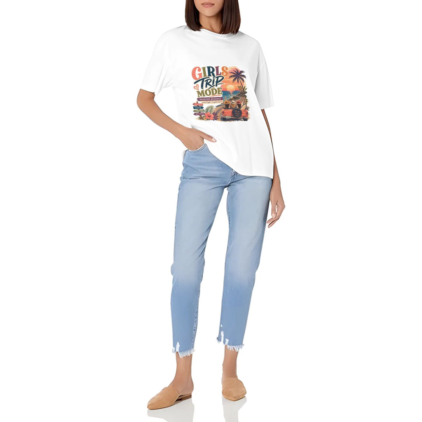 Women's Summer Short Sleeve T-Shirts Abstract Orange Blue Color Graphic print Crew Neck Casual Cotton Shirt product image 7