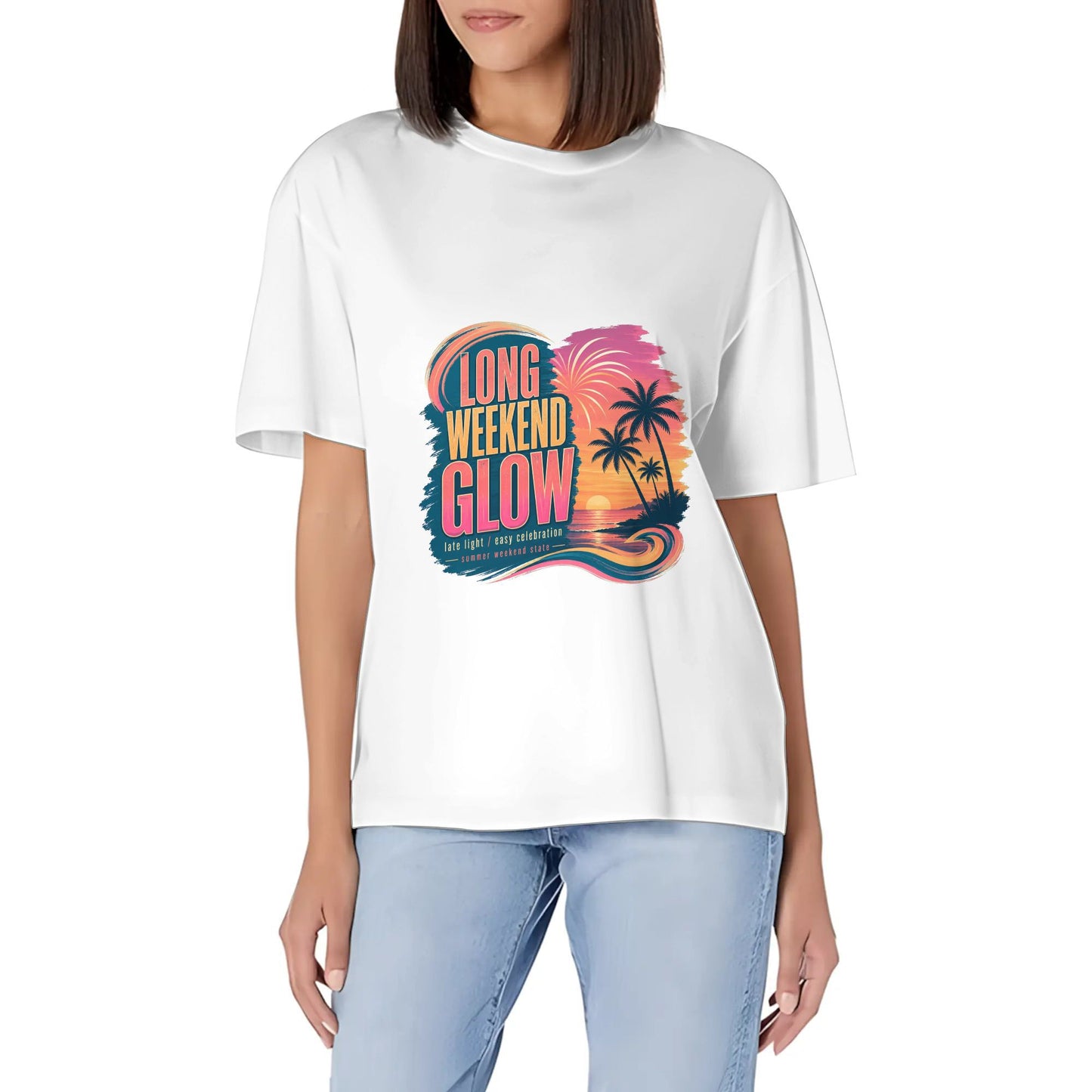 Women's Short Sleeve Graphic Crew Neck Casual Shirt Abstract Red Blue Color Graphic Print Printed Casual Cotton T-Shirt product image 6