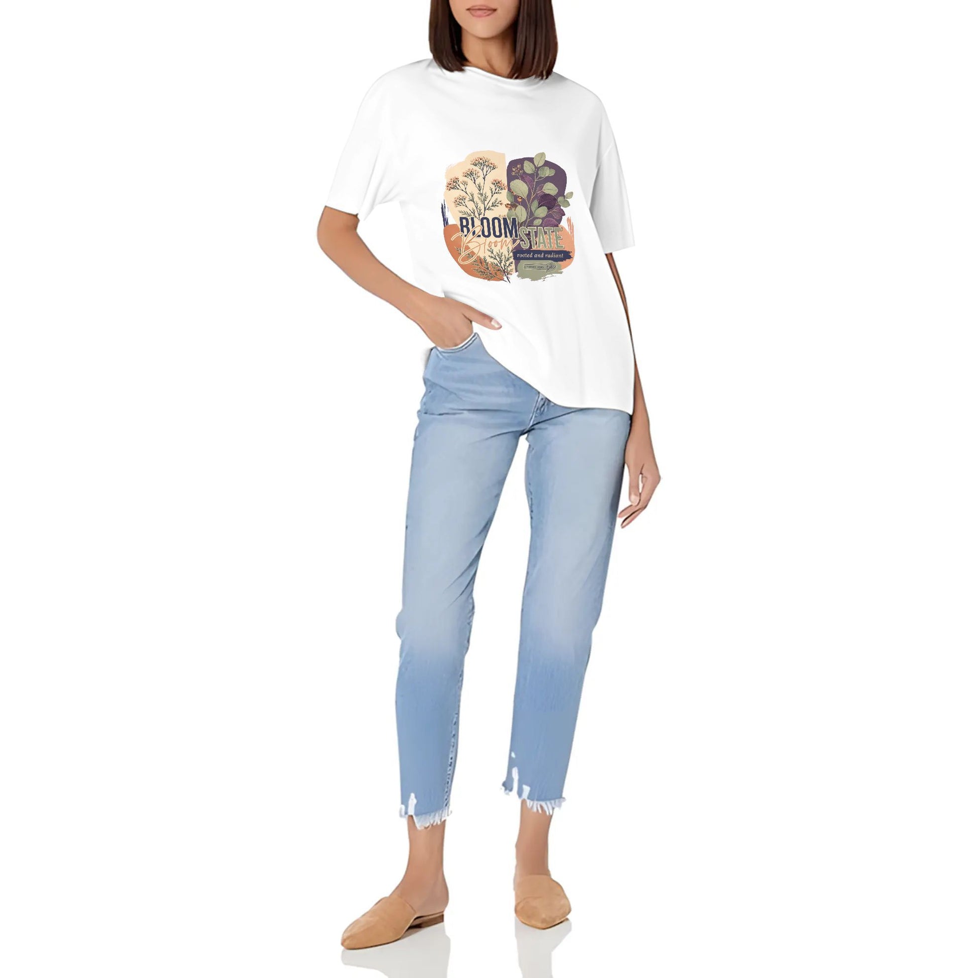 Women's Casual Crew Neck Short Sleeve T-Shirt Abstract Orange Gray Color Graphic Print Graphic Cotton Tee for Everyday Outfits product image 7