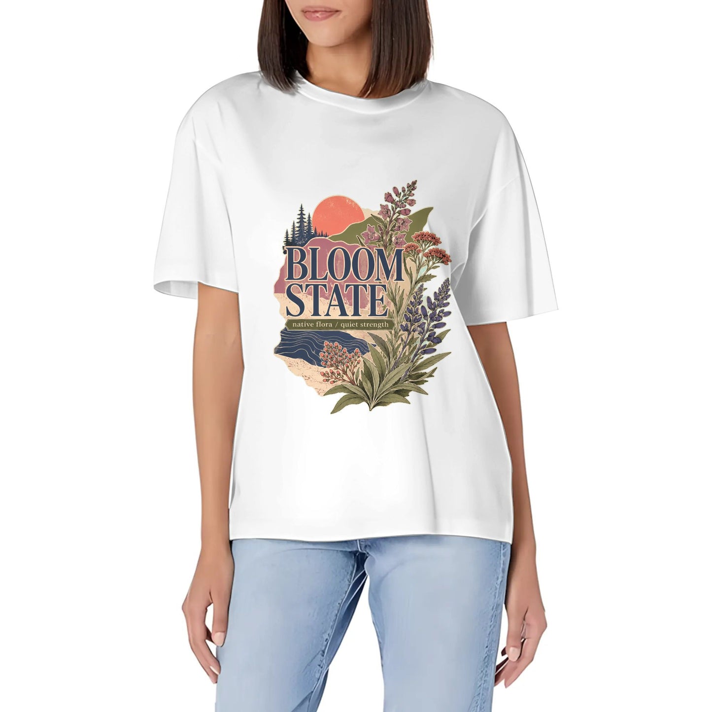 Women's Summer Short Sleeve T-Shirts Abstract Orange Gray Color Graphic print Crew Neck Casual Cotton Shirt product image 6