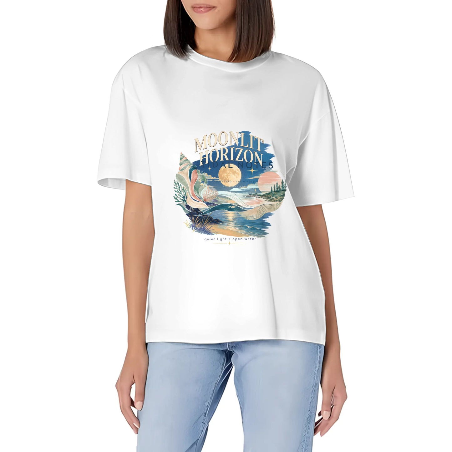 Women's Casual Crew Neck Short Sleeve T-Shirt Abstract Orange Blue Color Graphic Print Graphic Cotton Tee for Everyday Outfits Vintage Look product image 6