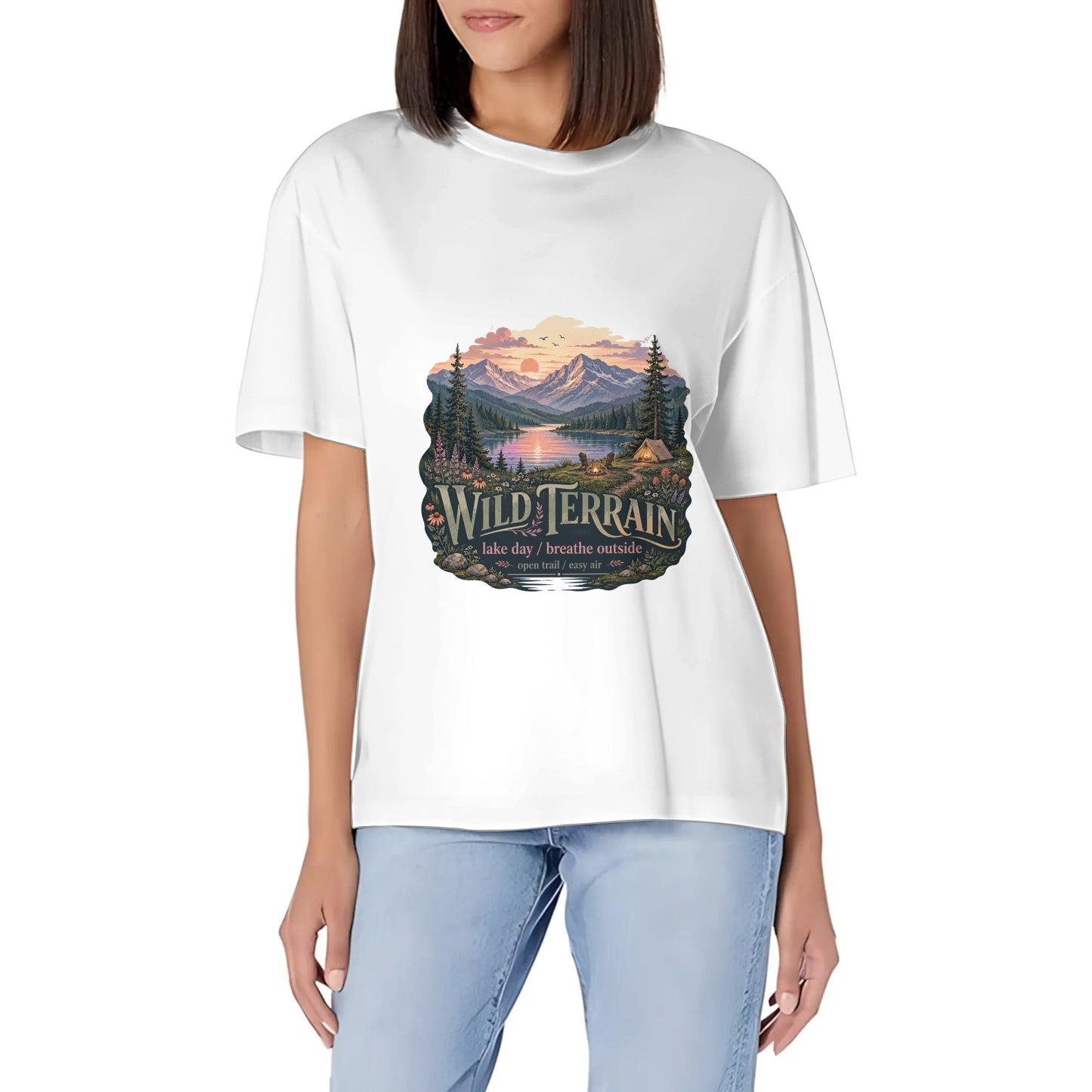 Women's Summer Short Sleeve T-Shirts Abstract Gray Black Color Graphic print Crew Neck Casual Cotton Shirt product image 6