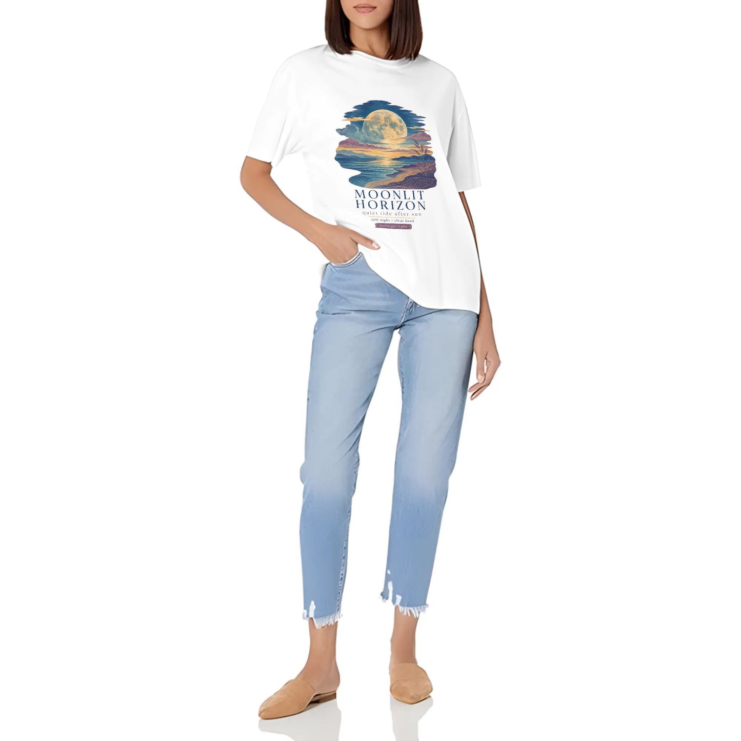 Women's Short Sleeve Graphic Crew Neck Casual Shirt Abstract Orange Blue Color Graphic Print Printed Casual Cotton T-Shirt Everyday Style product image 7
