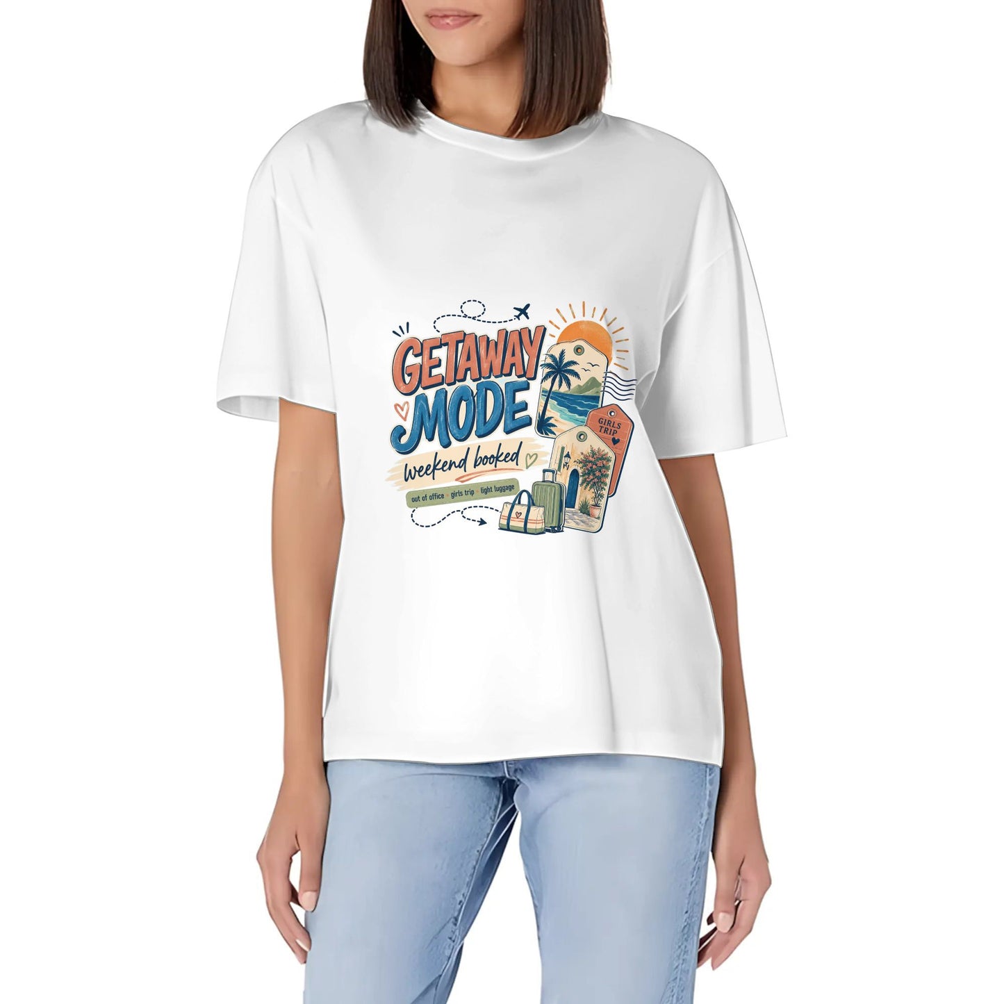 Women's Short Sleeve Graphic Crew Neck Casual Shirt Abstract Orange Blue Color Graphic Print Printed Casual Cotton T-Shirt Colorful Art Top product image 6