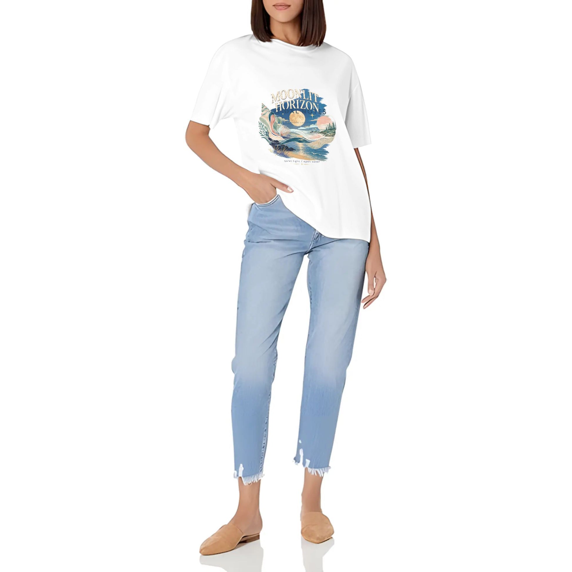 Women's Casual Crew Neck Short Sleeve T-Shirt Abstract Orange Blue Color Graphic Print Graphic Cotton Tee for Everyday Outfits Vintage Look product image 7