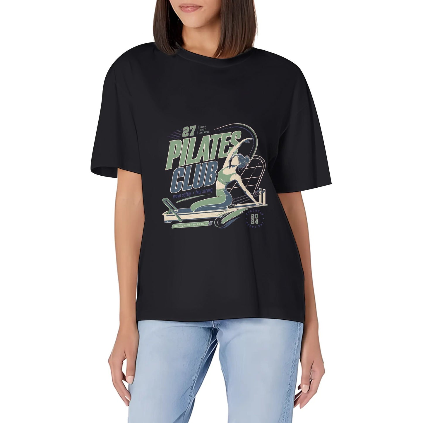 Women's Short Sleeve Graphic Crew Neck Casual Shirt Abstract Green Blue Color Graphic Print Printed Casual Cotton T-Shirt product image 1