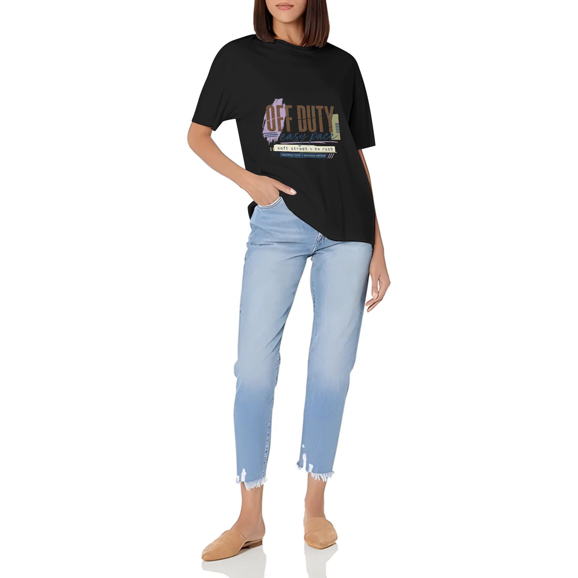 Women's Short Sleeve Graphic Crew Neck Casual Shirt Abstract Orange Gray Color Graphic Print Printed Casual Cotton T-Shirt Vintage Look product image 2