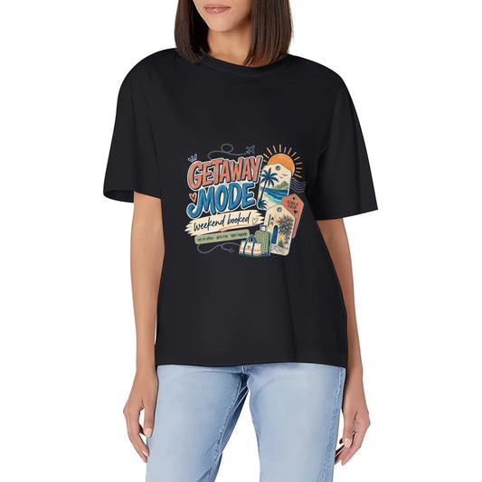 Women's Short Sleeve Graphic Crew Neck Casual Shirt Abstract Orange Blue Color Graphic Print Printed Casual Cotton T-Shirt Colorful Art Top product image 1