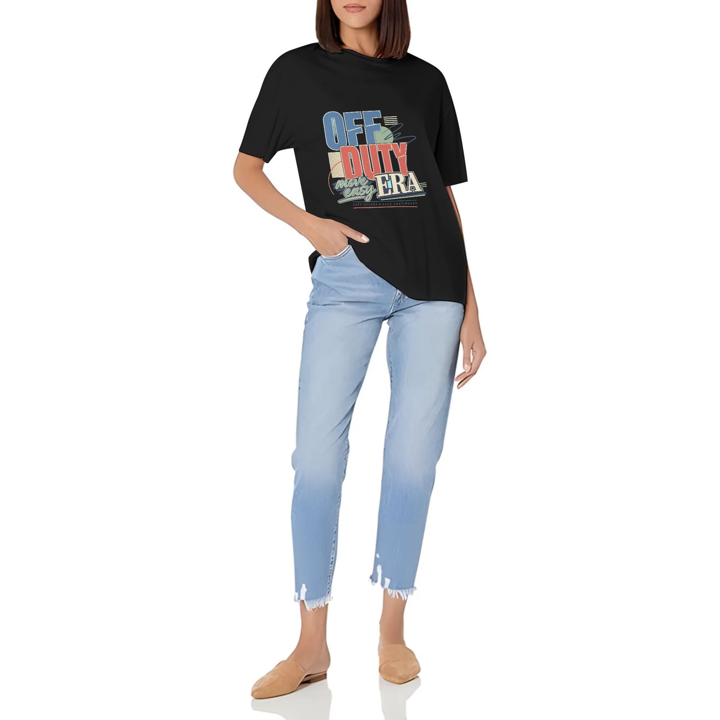 Women's Short Sleeve Graphic Crew Neck Casual Shirt Abstract Red Blue Color Graphic Print Printed Casual Cotton T-Shirt Colorful Art Top product image 2