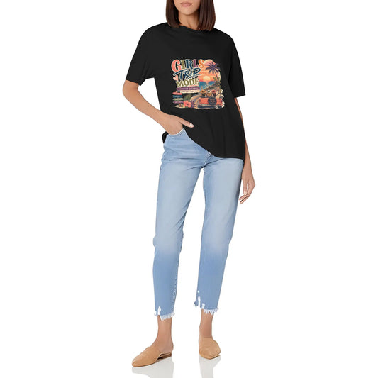 Women's Summer Short Sleeve T-Shirts Abstract Orange Blue Color Graphic print Crew Neck Casual Cotton Shirt product image 2