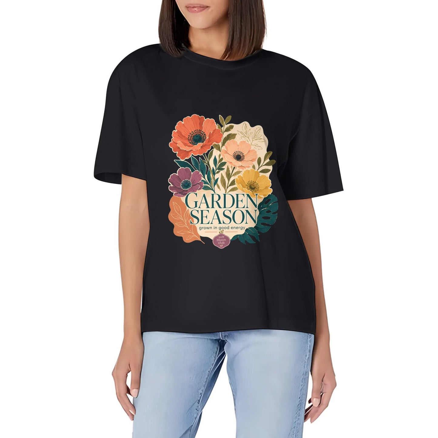 Women's Short Sleeve Graphic Crew Neck Casual Shirt Abstract Orange Teal Color Graphic Print Printed Casual Cotton T-Shirt product image 1