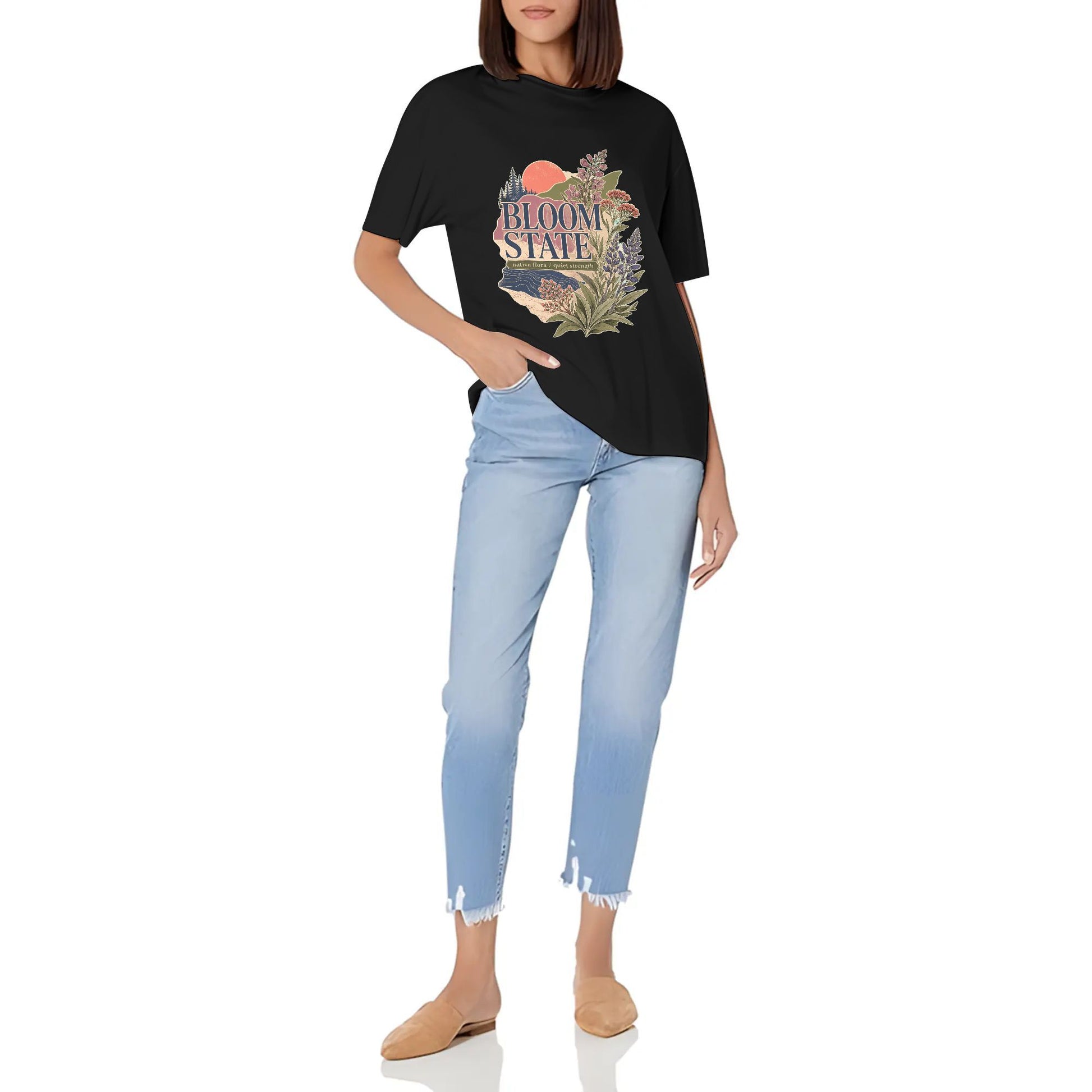 Women's Summer Short Sleeve T-Shirts Abstract Orange Gray Color Graphic print Crew Neck Casual Cotton Shirt product image 2