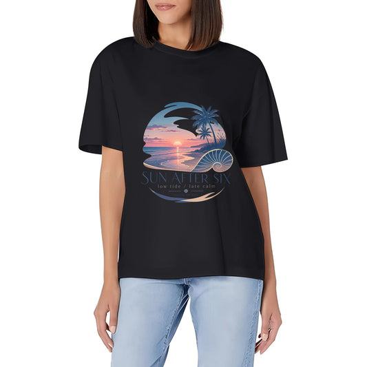Women's Casual Crew Neck Short Sleeve T-Shirt Abstract Red Blue Color Graphic Print Graphic Cotton Tee for Everyday Outfits product image 1