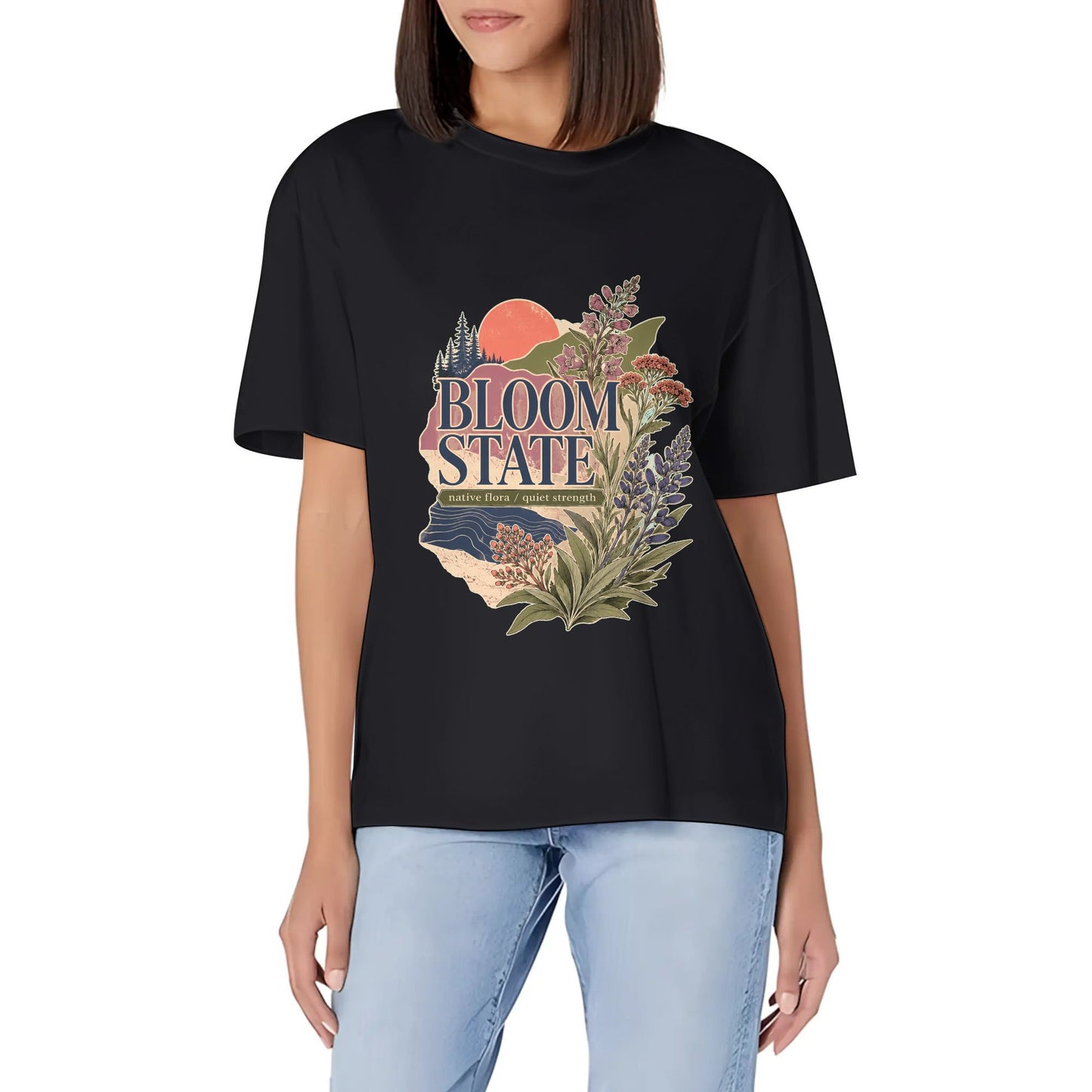 Women's Summer Short Sleeve T-Shirts Abstract Orange Gray Color Graphic print Crew Neck Casual Cotton Shirt product image 1