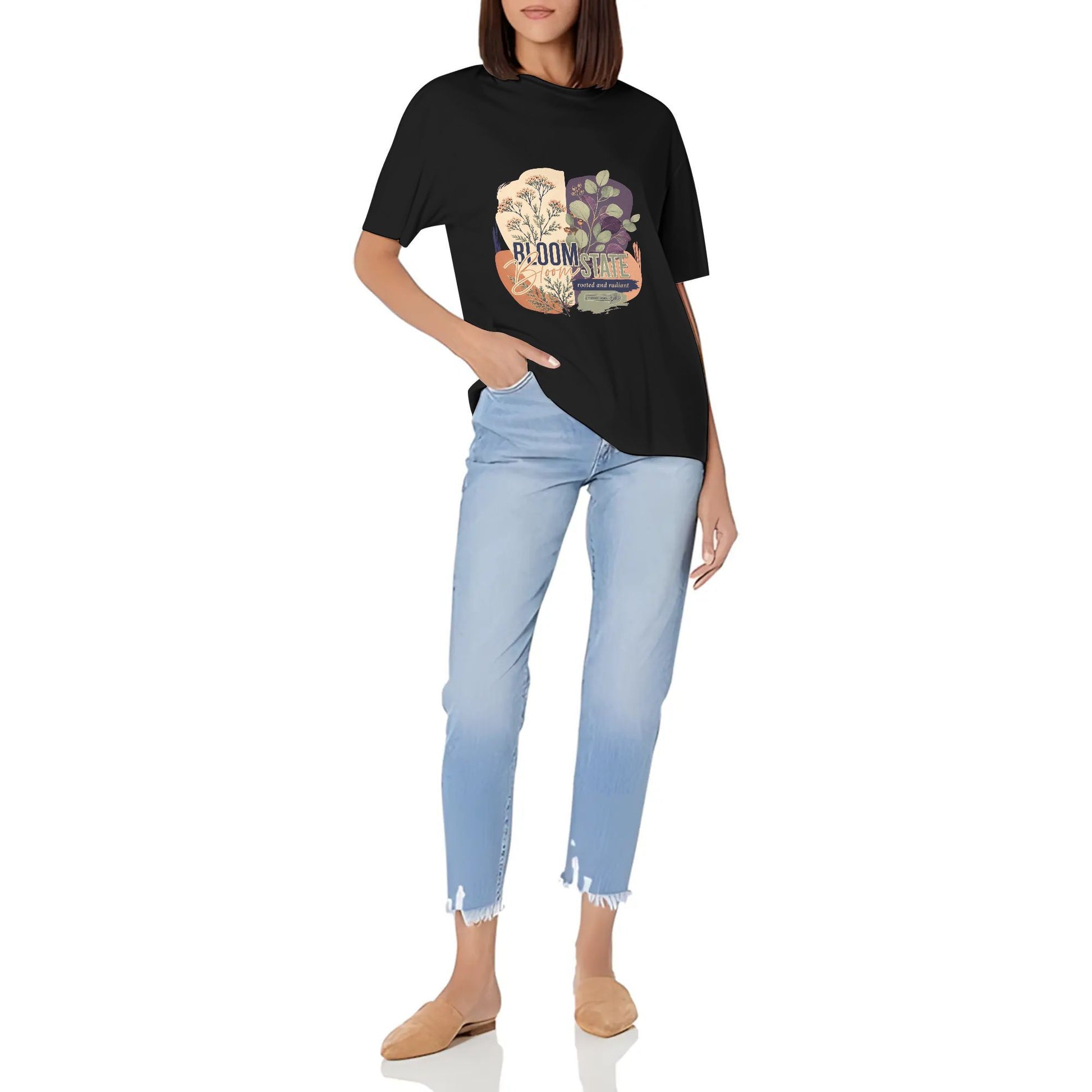 Women's Casual Crew Neck Short Sleeve T-Shirt Abstract Orange Gray Color Graphic Print Graphic Cotton Tee for Everyday Outfits product image 2