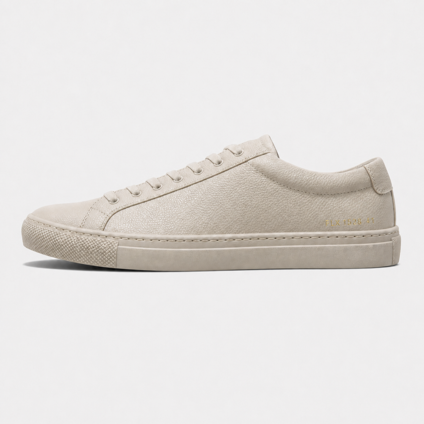Beige classic leather low-top sneaker side view