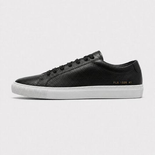 Black / White Sole classic leather low-top sneaker side view