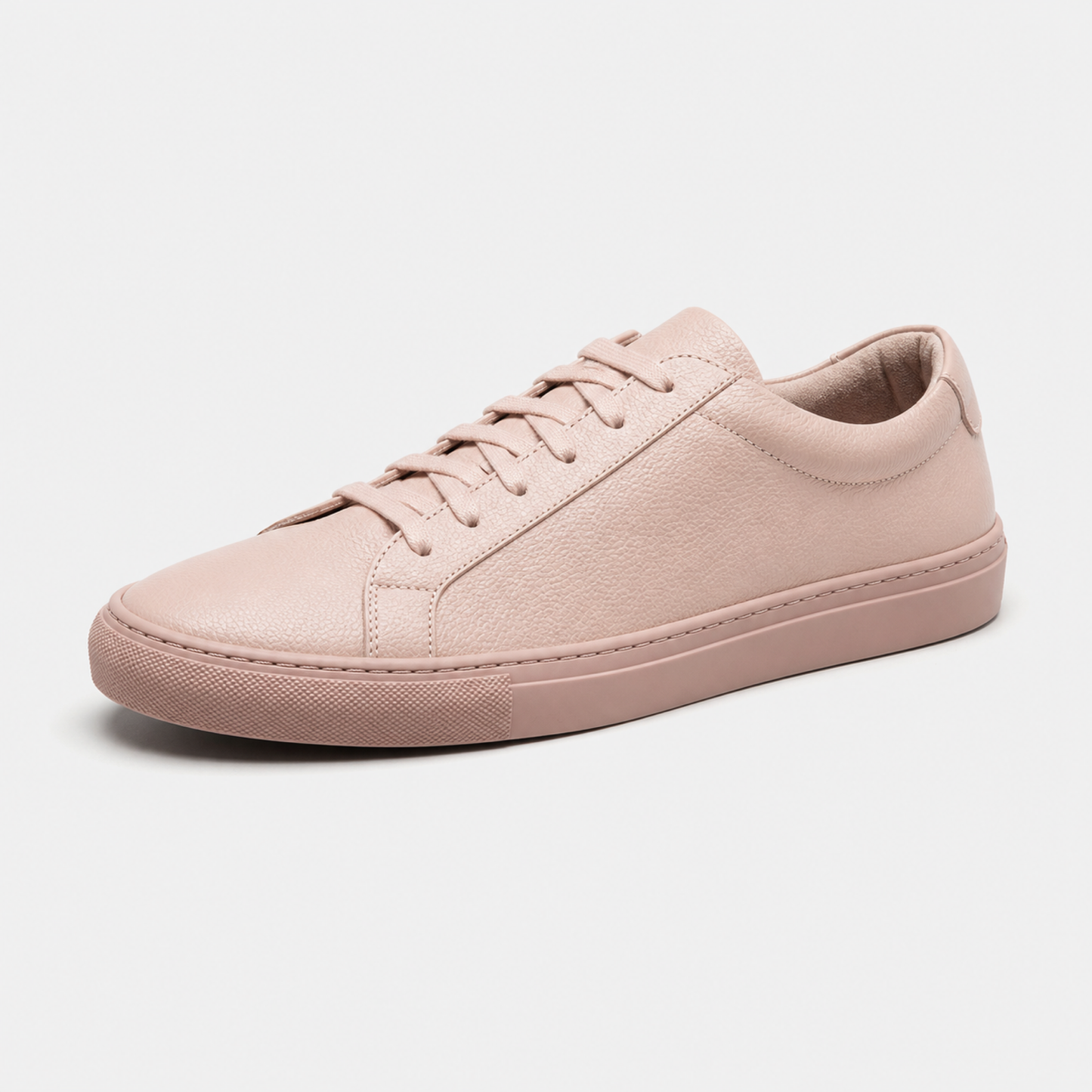Blush classic leather low-top sneaker three-quarter view