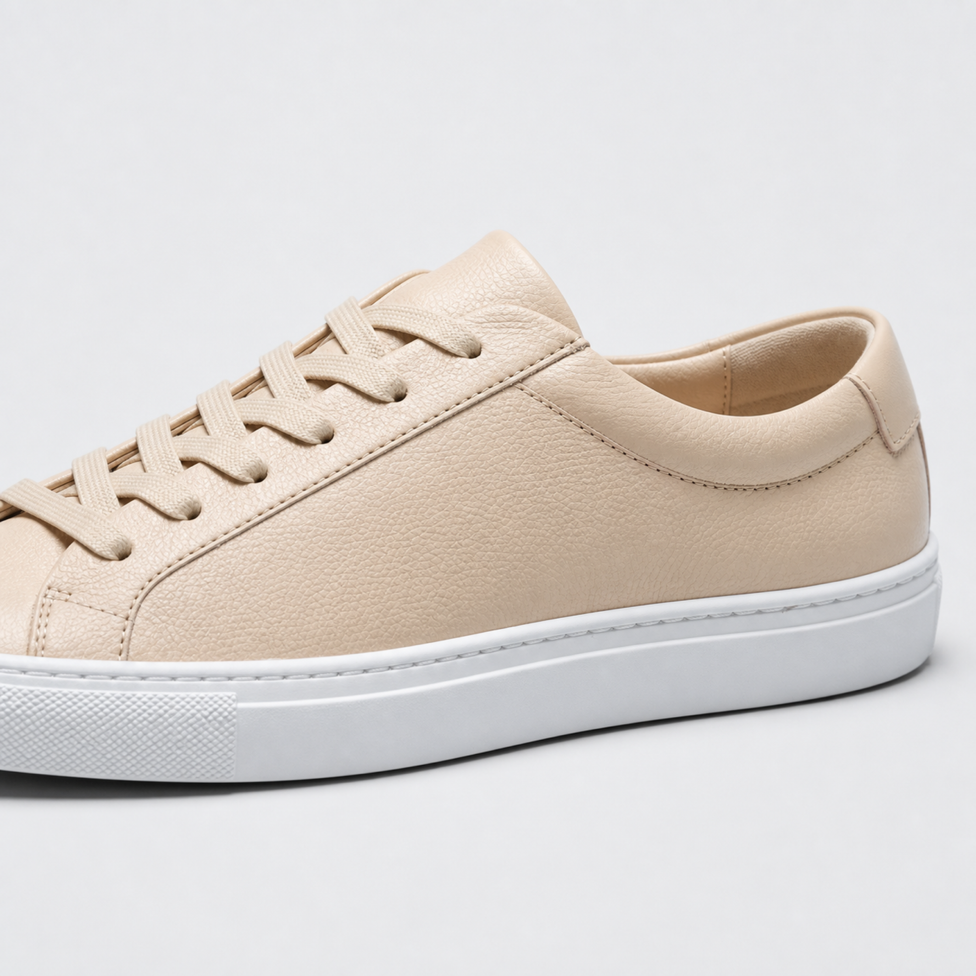 Blush / White Sole classic leather low-top sneaker leather and construction detail