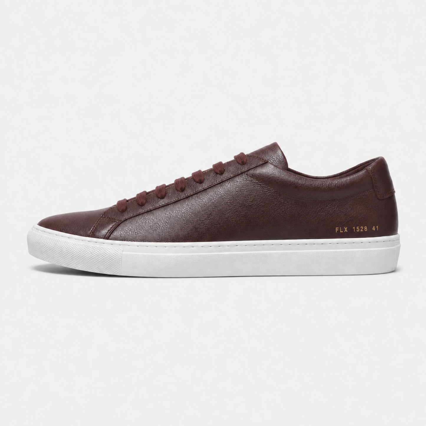 Bordeaux / White Sole classic leather low-top sneaker side view
