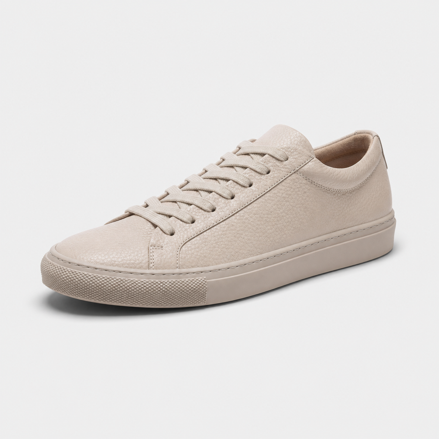 Nude classic leather low-top sneaker three-quarter view