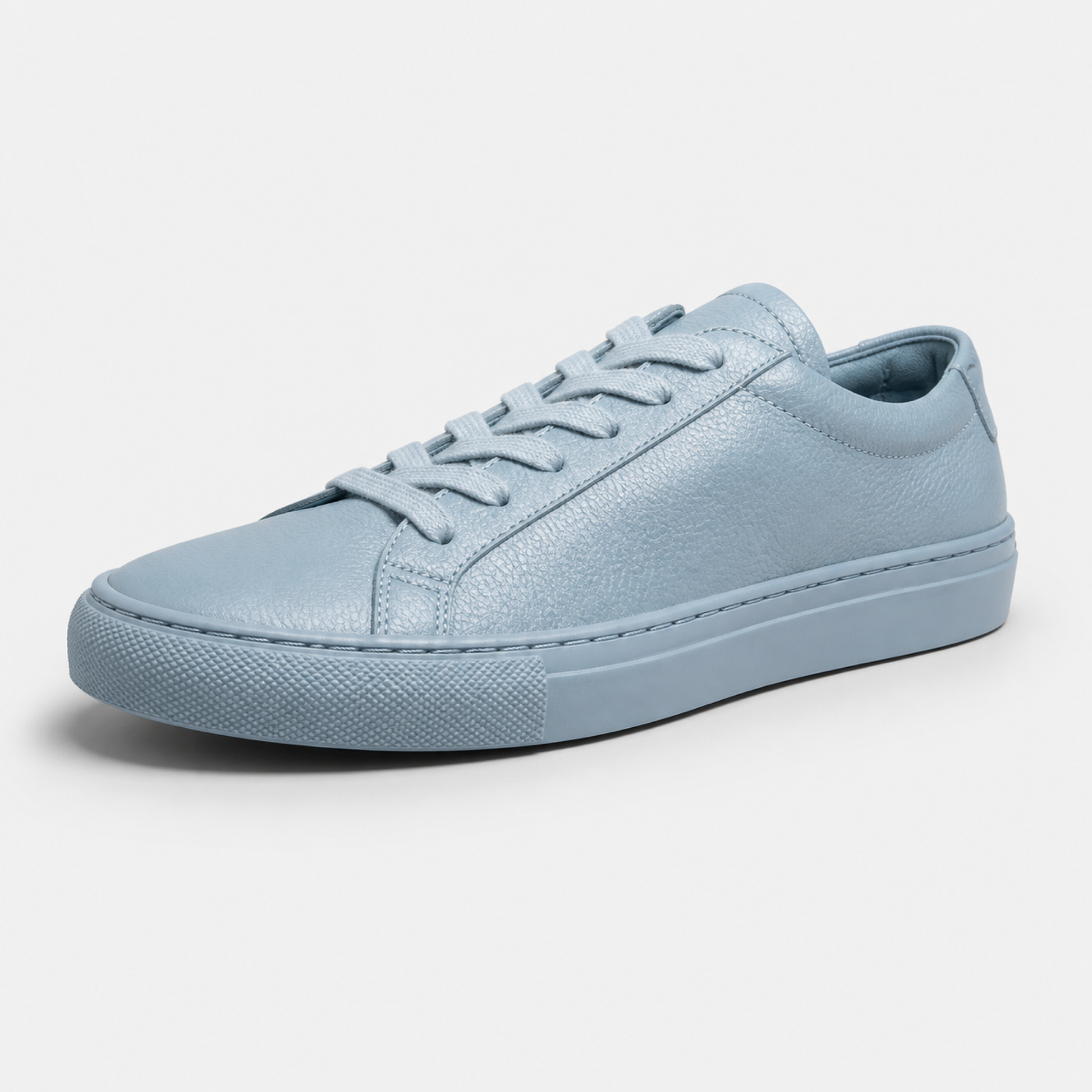 Powder Blue classic leather low-top sneaker three-quarter view