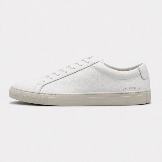 White / Beige Sole classic leather low-top sneaker side view