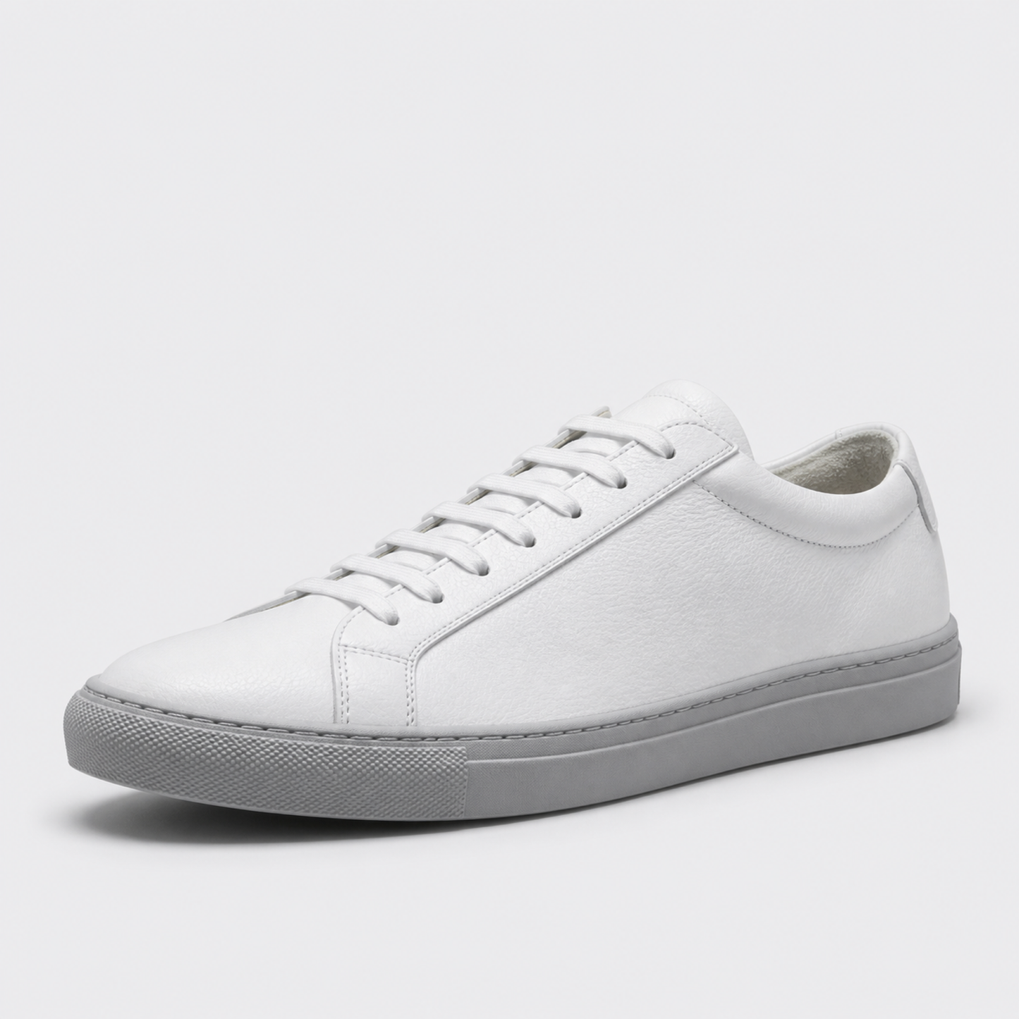White / Grey Sole classic leather low-top sneaker three-quarter view