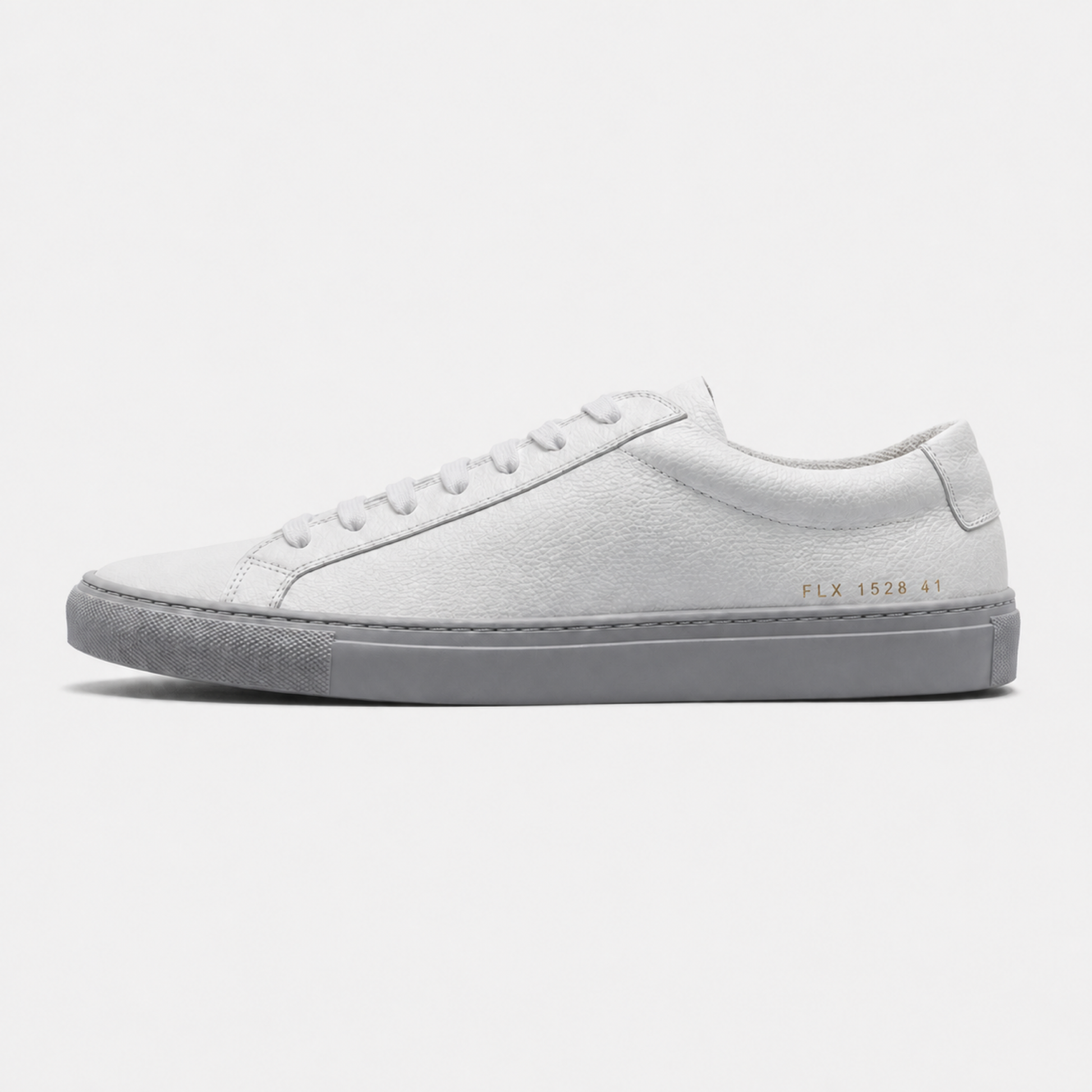White / Grey Sole classic leather low-top sneaker side view