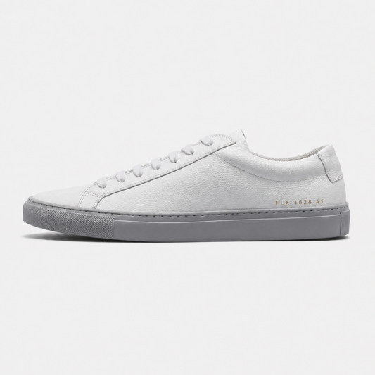 White / Grey Sole classic leather low-top sneaker side view