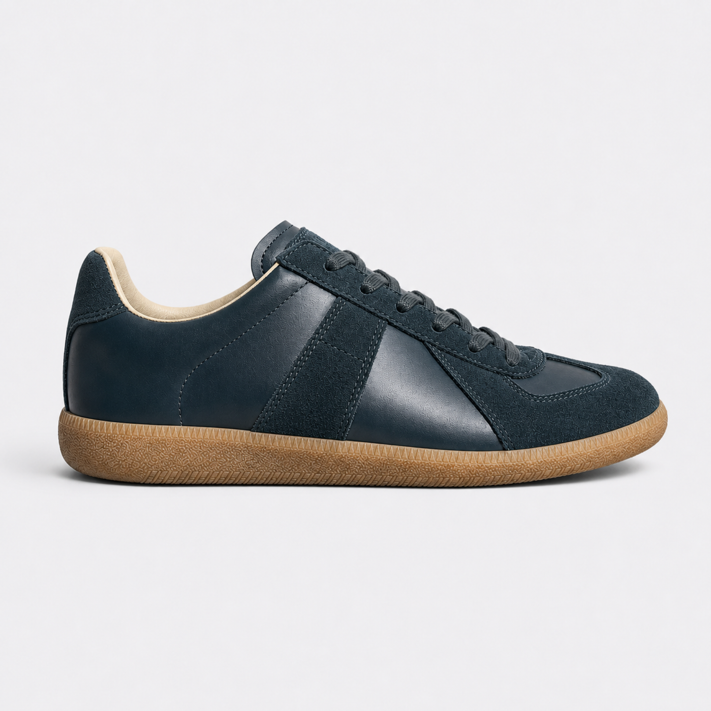 Deep Forest Gum GAT leather and suede low-top trainer side view