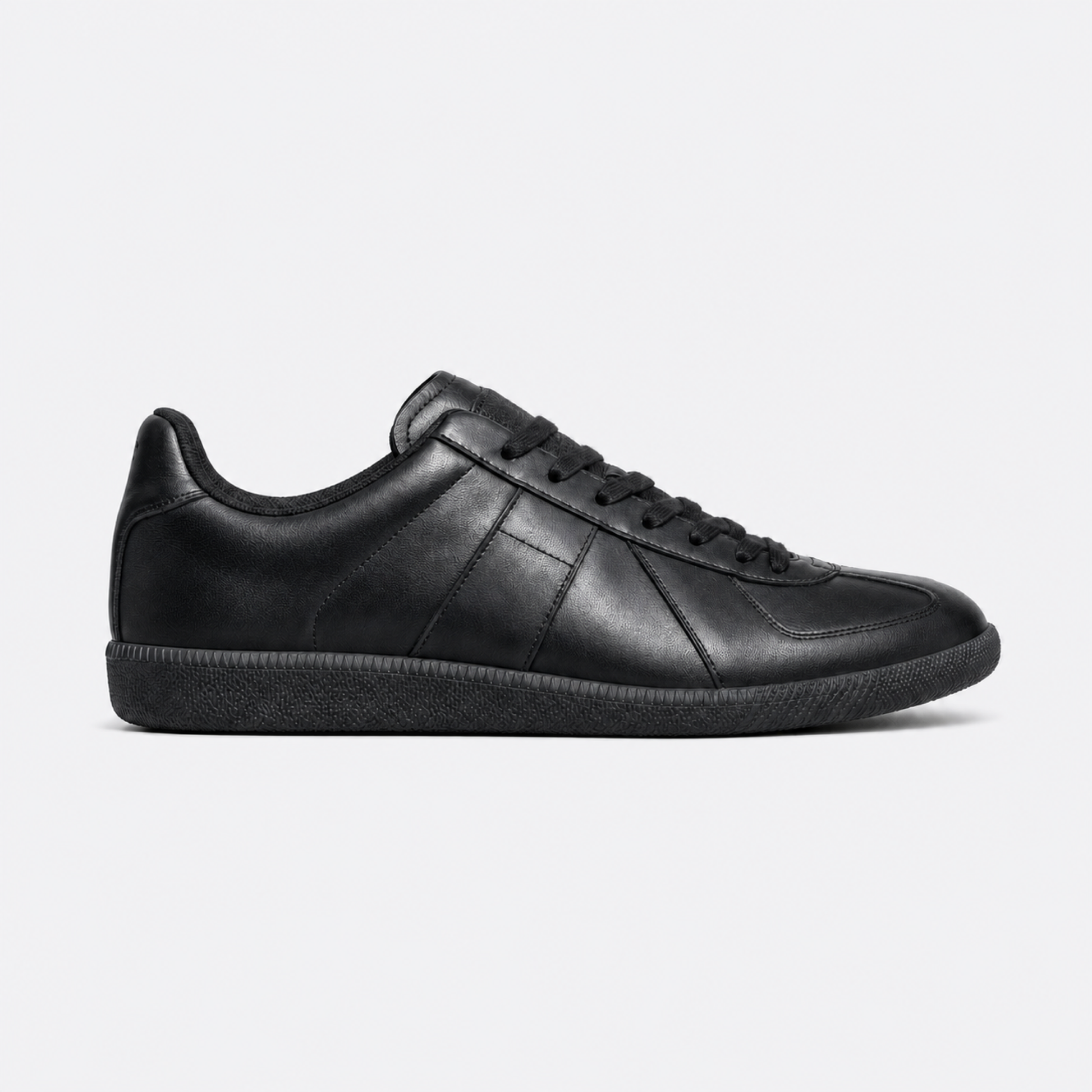 Triple Black Leather GAT leather and suede low-top trainer side view
