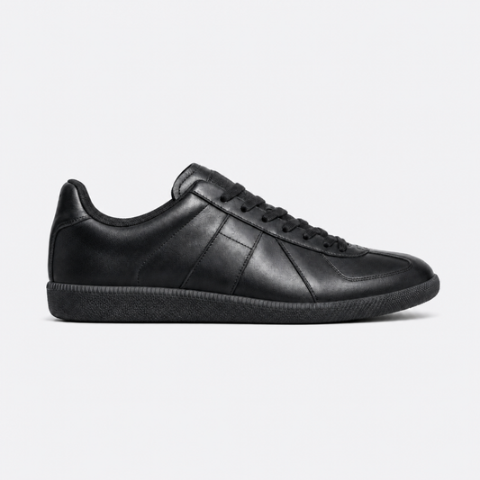 Triple Black Leather GAT leather and suede low-top trainer side view