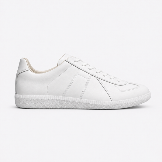 Triple White Leather GAT leather and suede low-top trainer side view