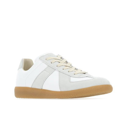 Maison Margiela Men's White Leather & Beige Suede Sneakers