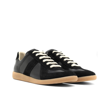Maison Margiela Men's Black Leather & Suede Sneakers – Rubber Sole