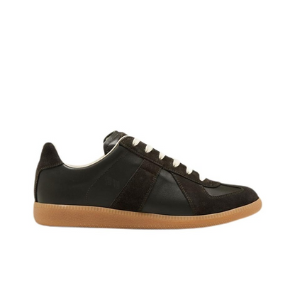 Maison Margiela Men's Black Leather & Amber Suede Sneakers