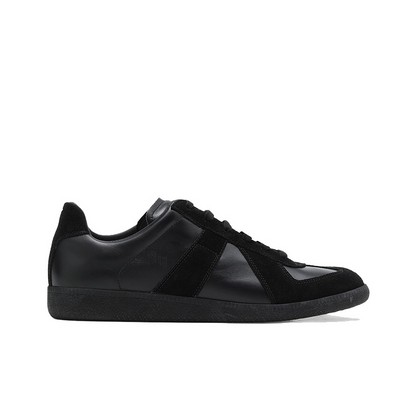 Maison Margiela Men's Black Leather & Suede Sneakers – Beige Interior