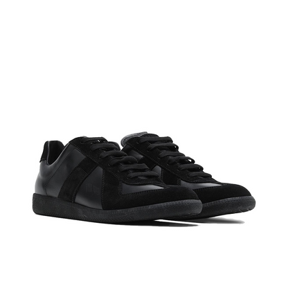 Maison Margiela Men's Black Leather & Suede Sneakers – Beige Interior