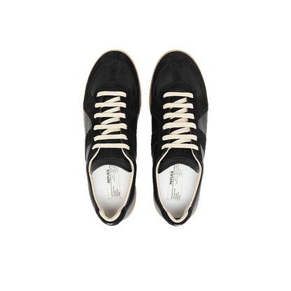 Maison Margiela Men's Black Leather & Suede Sneakers – Rubber Sole