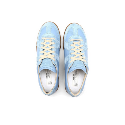 Maison Margiela Men's Light Blue Leather & Suede Sneakers